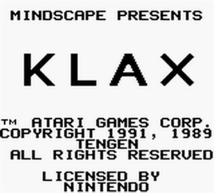 Klax (Mindscape) - Screenshot - Game Title Image