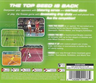 Tennis 2K2 - Box - Back Image