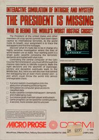The President Is Missing - Box - Back Image