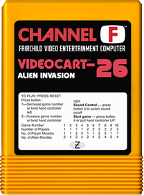 Videocart-26: Alien Invasion - Fanart - Cart - Front Image