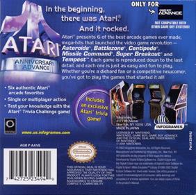 Atari Anniversary Advance - Box - Back Image