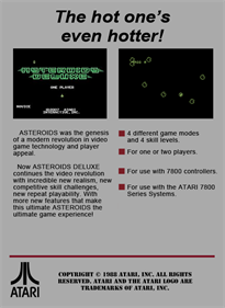 Asteroids Deluxe - Box - Back Image