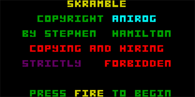 Skramble (Anirog Software) - Screenshot - Game Title Image