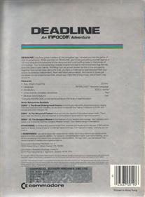 Deadline (Commodore/Infocom) - Box - Back Image