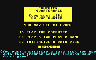 Computer Quarterback - Screenshot - Game Title Image