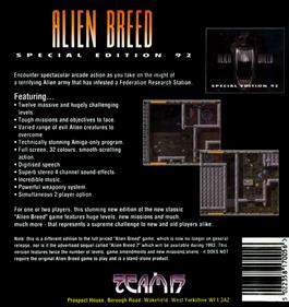 Alien Breed: Special Edition 92 - Box - Back Image
