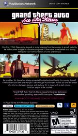 Grand Theft Auto: Vice City Stories - Box - Back Image