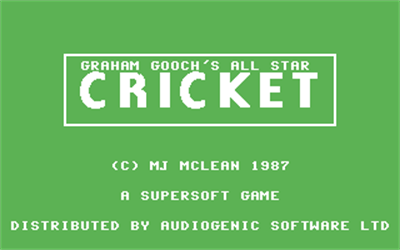Graham Gooch's All Star Cricket - Screenshot - Game Title Image