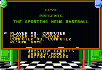 The Sporting News Baseball - Screenshot - Game Select Image