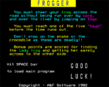 Frogger (A&F) - Screenshot - Game Title Image