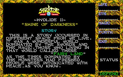 Hydlide II: Shine of Darkness - Screenshot - Game Title Image