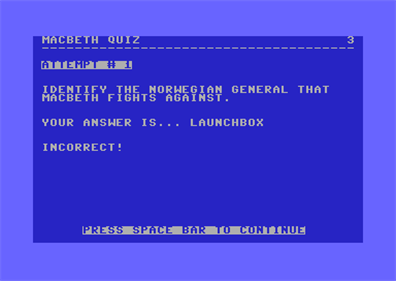 Macbeth Quiz - Screenshot - Gameplay Image