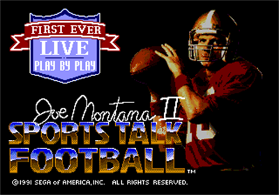Joe Montana II: Sports Talk Football - Screenshot - Game Title Image
