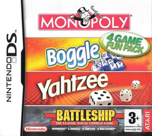 4 Game Fun Pack Monopoly/Boggle/Yahtzee/Battleship - Box - Front Image