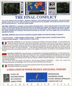 The Final Conflict - Box - Back Image