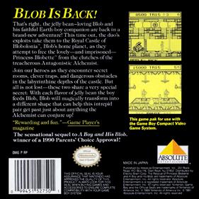 David Crane's The Rescue of Princess Blobette Starring A Boy and his Blob - Box - Back Image
