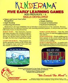 Kinderama: Five Early Learning Games - Box - Back Image