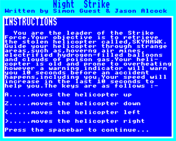 Night Strike - Screenshot - Game Title Image