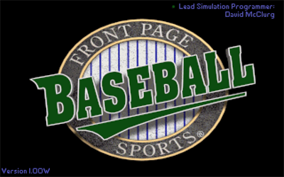 Front Page Sports: Baseball '94 - Screenshot - Game Title Image