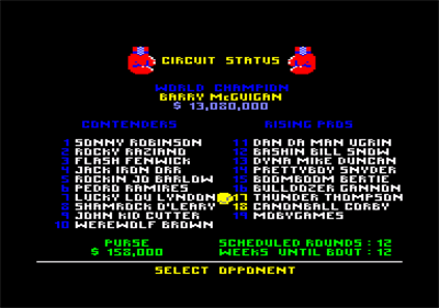 Barry McGuigan World Championship Boxing - Screenshot - Game Select Image