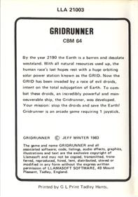 Gridrunner - Box - Back Image