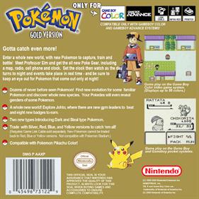 Pokémon Gold Version - Fanart - Box - Back