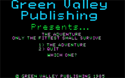 The Adventure: Only the Fittest Shall Survive - Screenshot - Game Title Image