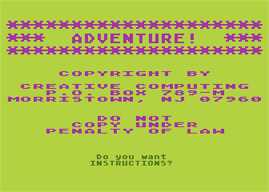 Original Adventure - Screenshot - Game Title Image