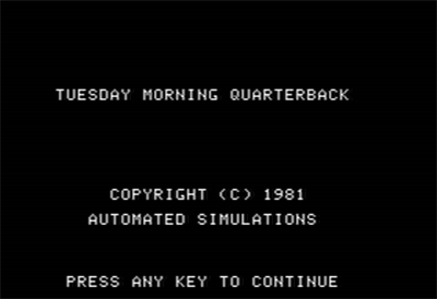 Tuesday Morning Quarterback - Screenshot - Game Title Image