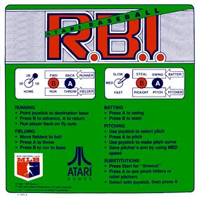 Vs. Atari R.B.I. Baseball - Arcade - Controls Information Image