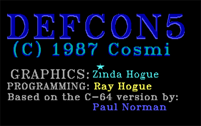 Defcon 5 (1987) - Screenshot - Game Title Image