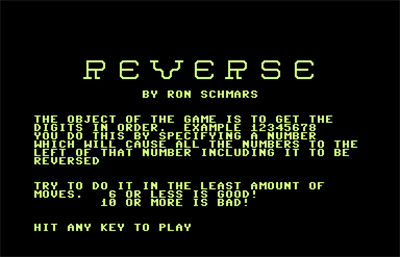 Reverse - Screenshot - Game Title Image