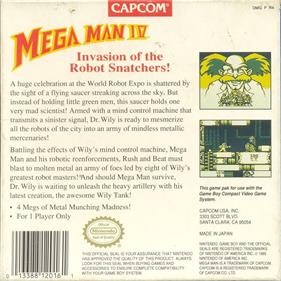 Mega Man IV - Box - Back Image