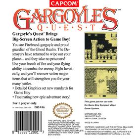 Gargoyle's Quest - Box - Back Image