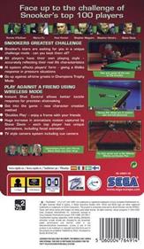 World Snooker Challenge 2005 - Box - Back Image