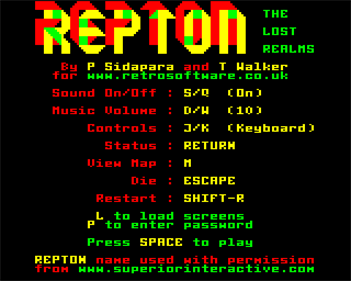 Repton: The Lost Realms - Screenshot - Game Select Image