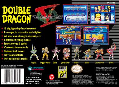 Double Dragon V: The Shadow Falls - Box - Back Image