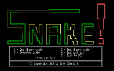 John Chenault's Snake! - Screenshot - Game Title Image