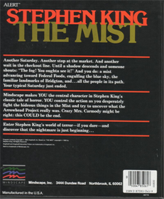 Stephen King: The Mist - Box - Back Image