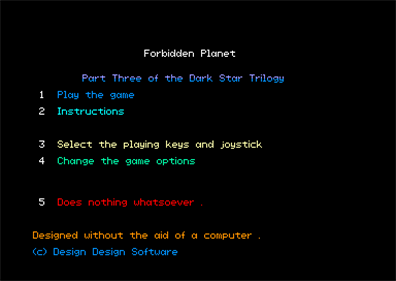 Forbidden Planet - Screenshot - Game Select Image