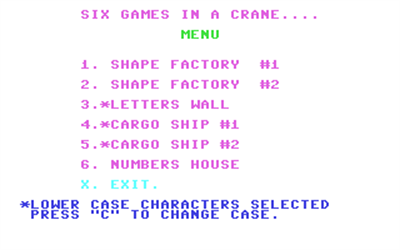 Six Games in a Crane - Screenshot - Game Select Image