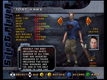 Tony Hawk's Pro Skater 2 - Screenshot - Game Select Image