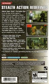Metal Gear Solid: Portable Ops - Box - Back Image