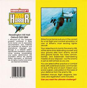 Strike Force Harrier - Box - Back Image