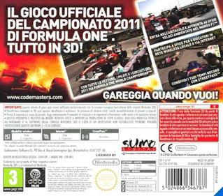 F1 2011 - Box - Back Image