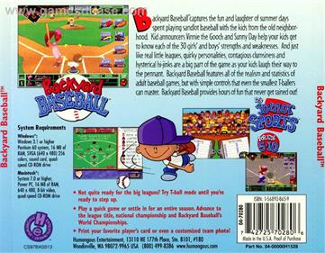 Backyard Baseball - Box - Back Image