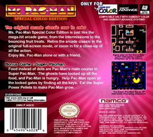 Ms. Pac-Man: Special Color Edition - Box - Back Image