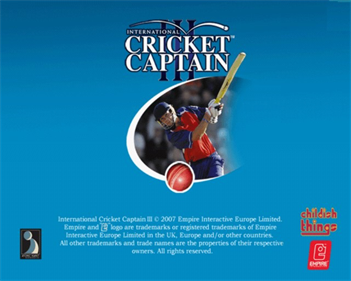 International Cricket Captain III - Screenshot - Game Title Image