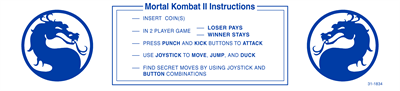Mortal Kombat II - Arcade - Controls Information Image