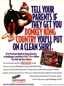 Donkey Kong Country - Advertisement Flyer - Front Image